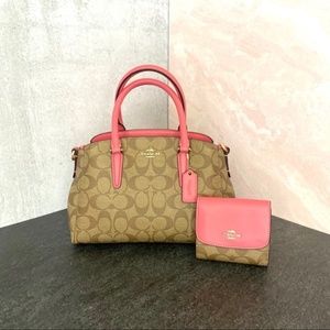 COACH NWT Pink Mini Sage Carryall & Small Wallet